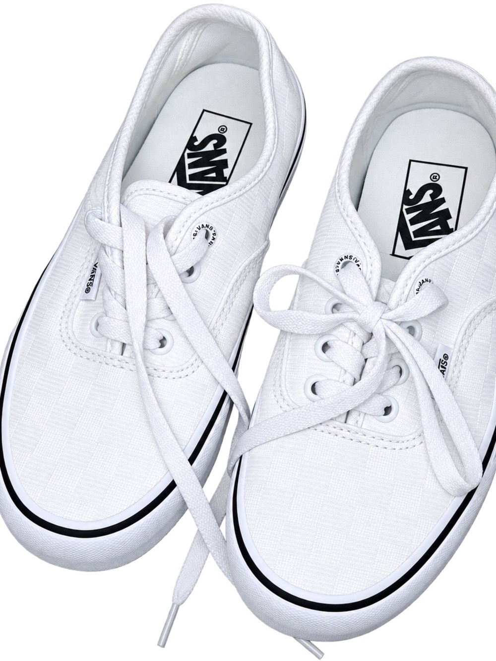 Vans White Low-Top Canvas Sneakers with Black Stripe